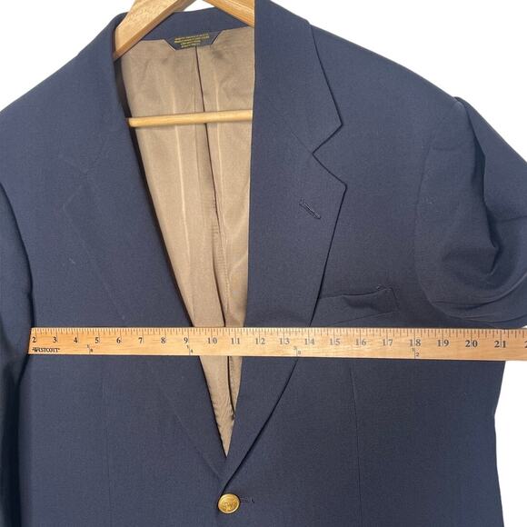 Turnbury Men's 42R Navy Blue 100% Wool Blazer Gold Buttons Jacket Old Money EUC - Picture 6 of 9